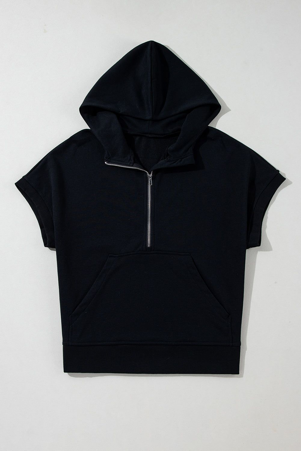 Black Short Sleeve Hoodie