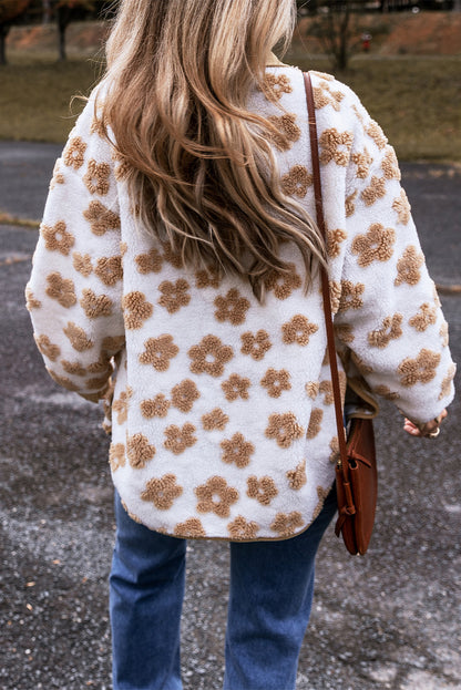 Beige Cute Flower Pattern Jacket