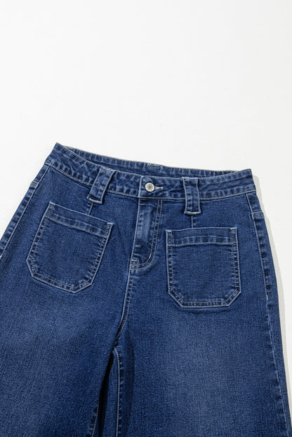 Blue Wide Leg High Waist Jeans