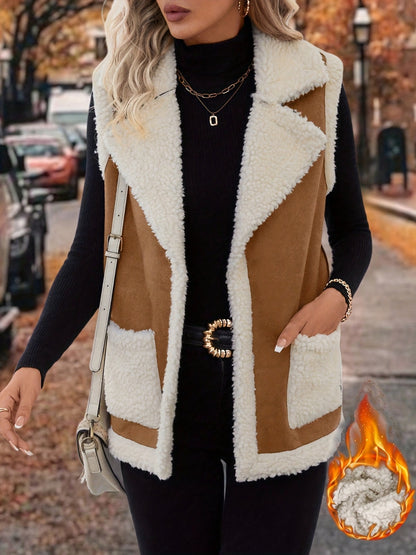 Open Front Sherpa Vest Coat