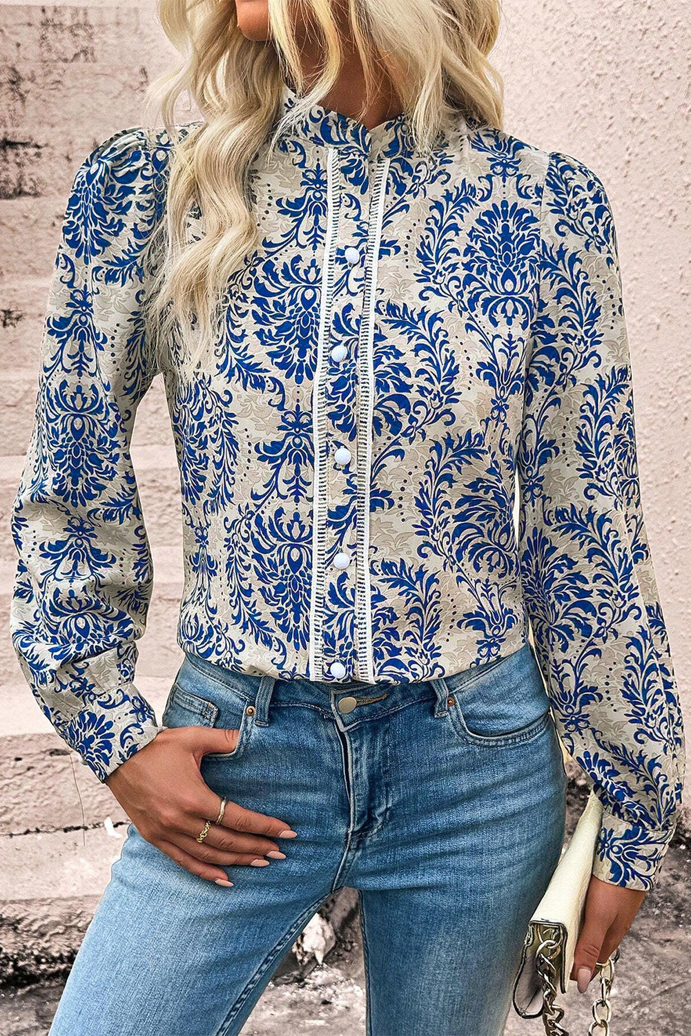 Sky Blue Bohemian Print Shirt