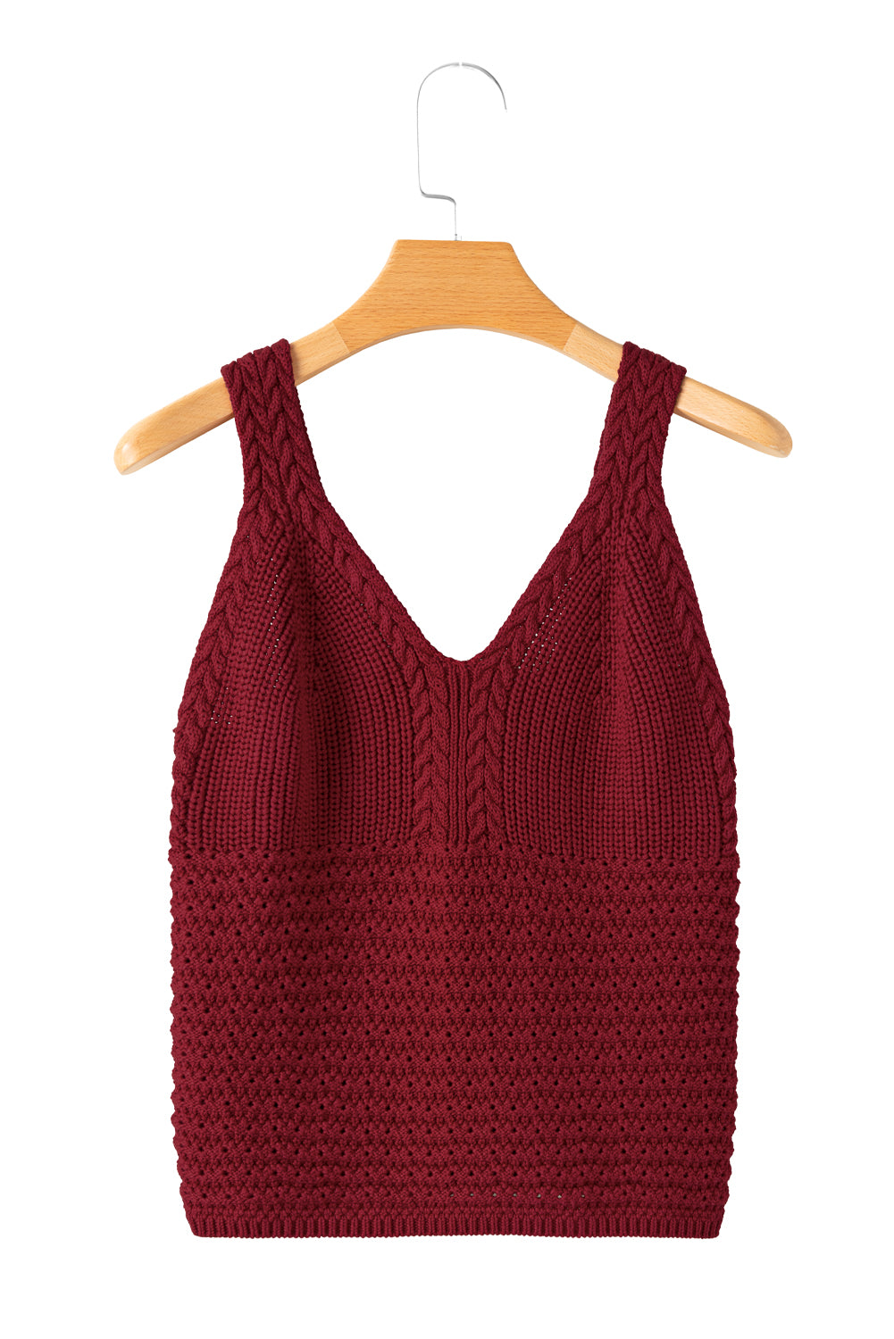 Burgundy Cable Knit Pointelle Camisole