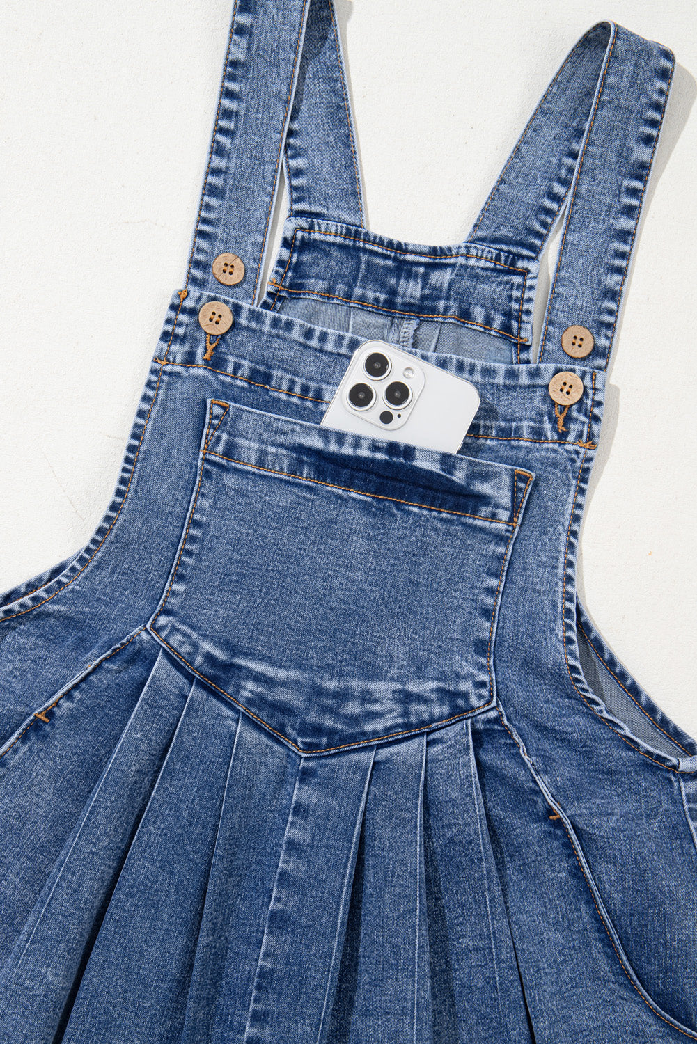 Blue Mineral Washed Denim Overalls