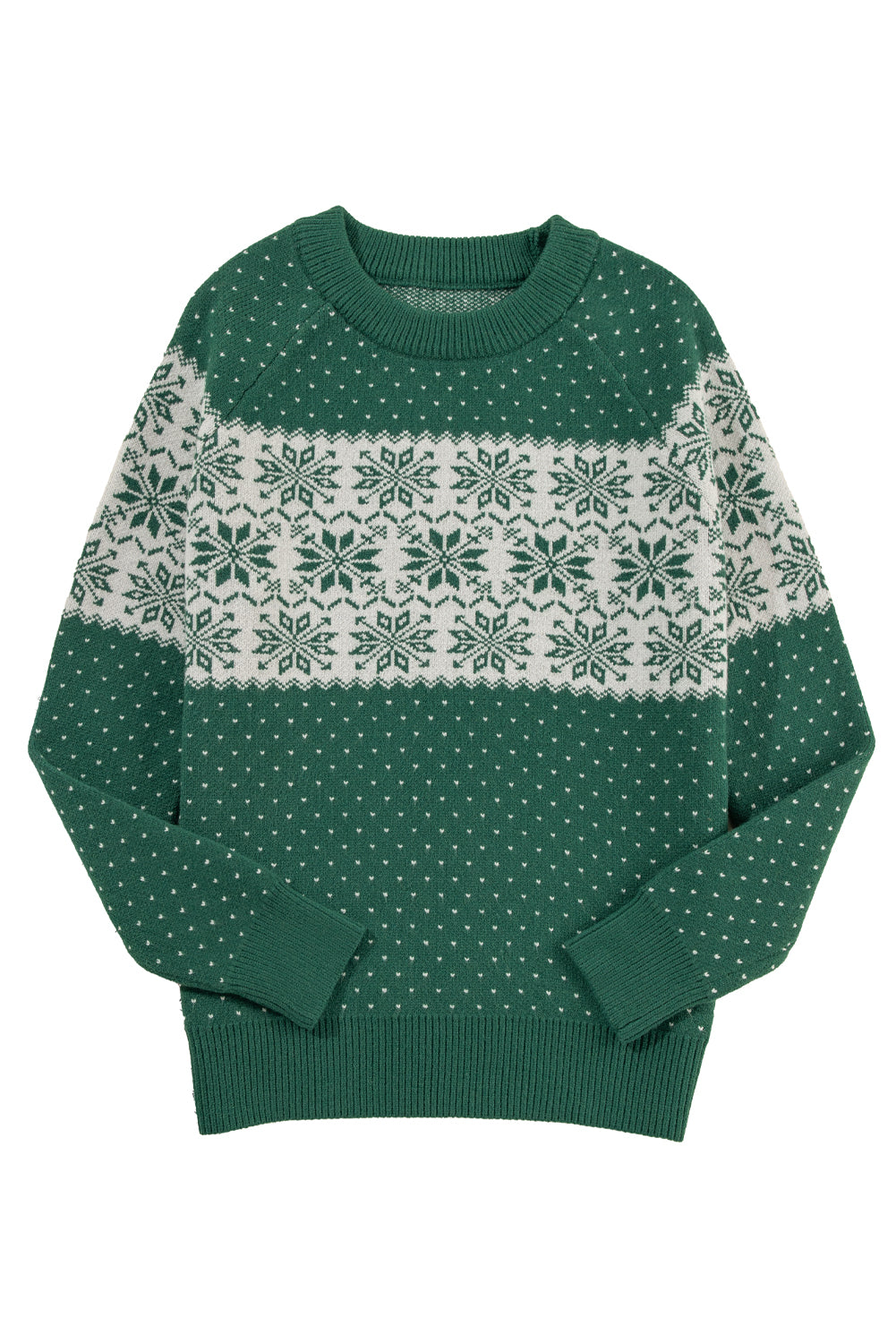 Green Snowflake Print Sweater