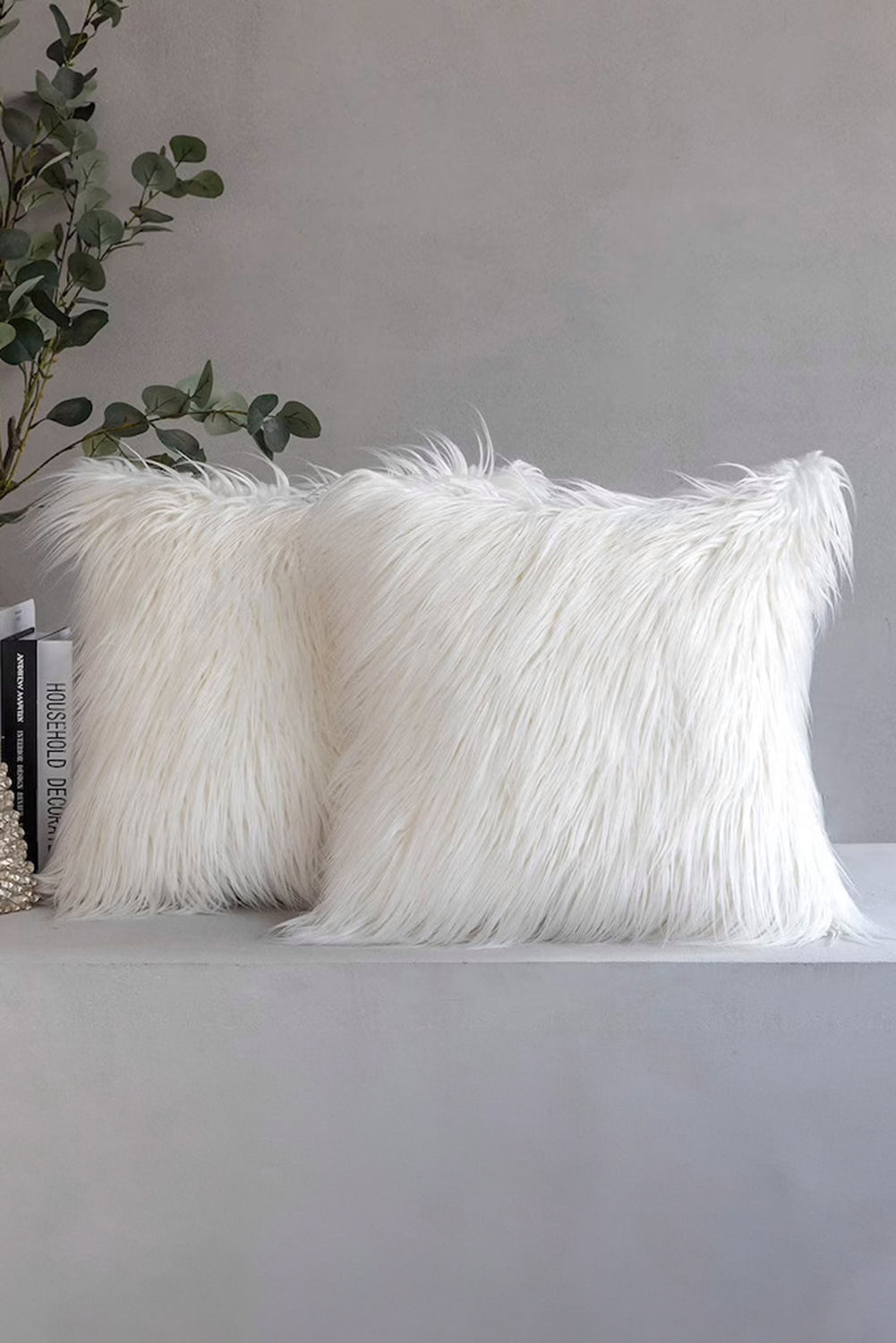 White Warm Plush Sofa Pillowcase