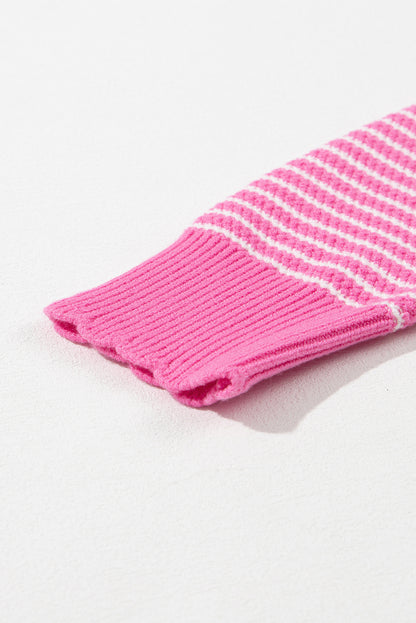 Pink Striped Knitted Sweater