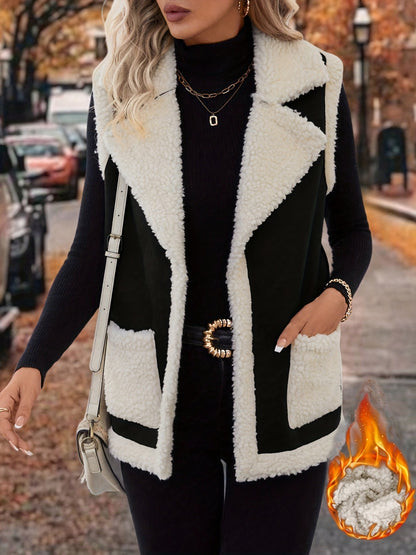 Open Front Sherpa Vest Coat