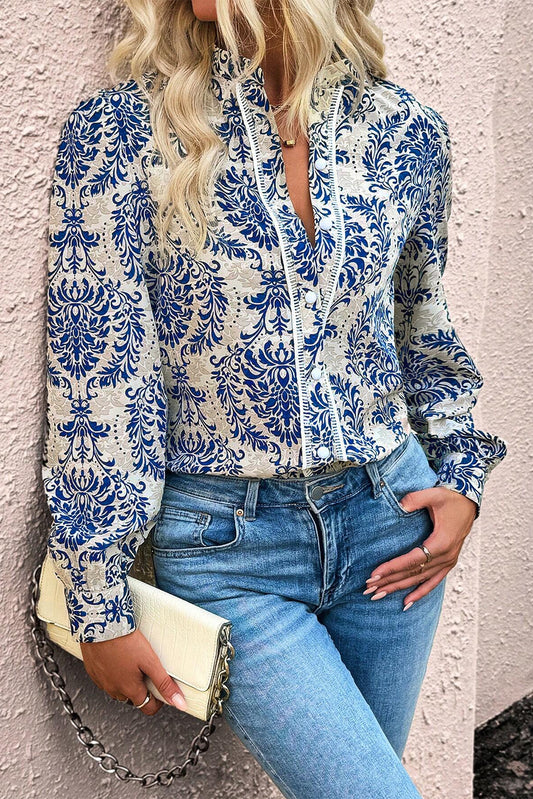 Sky Blue Bohemian Print Shirt