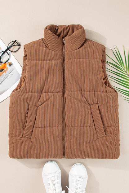 Coffee Corduroy Vest Coat