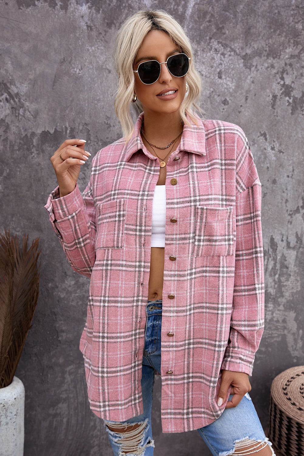 Pink Plaid Casual Shirt