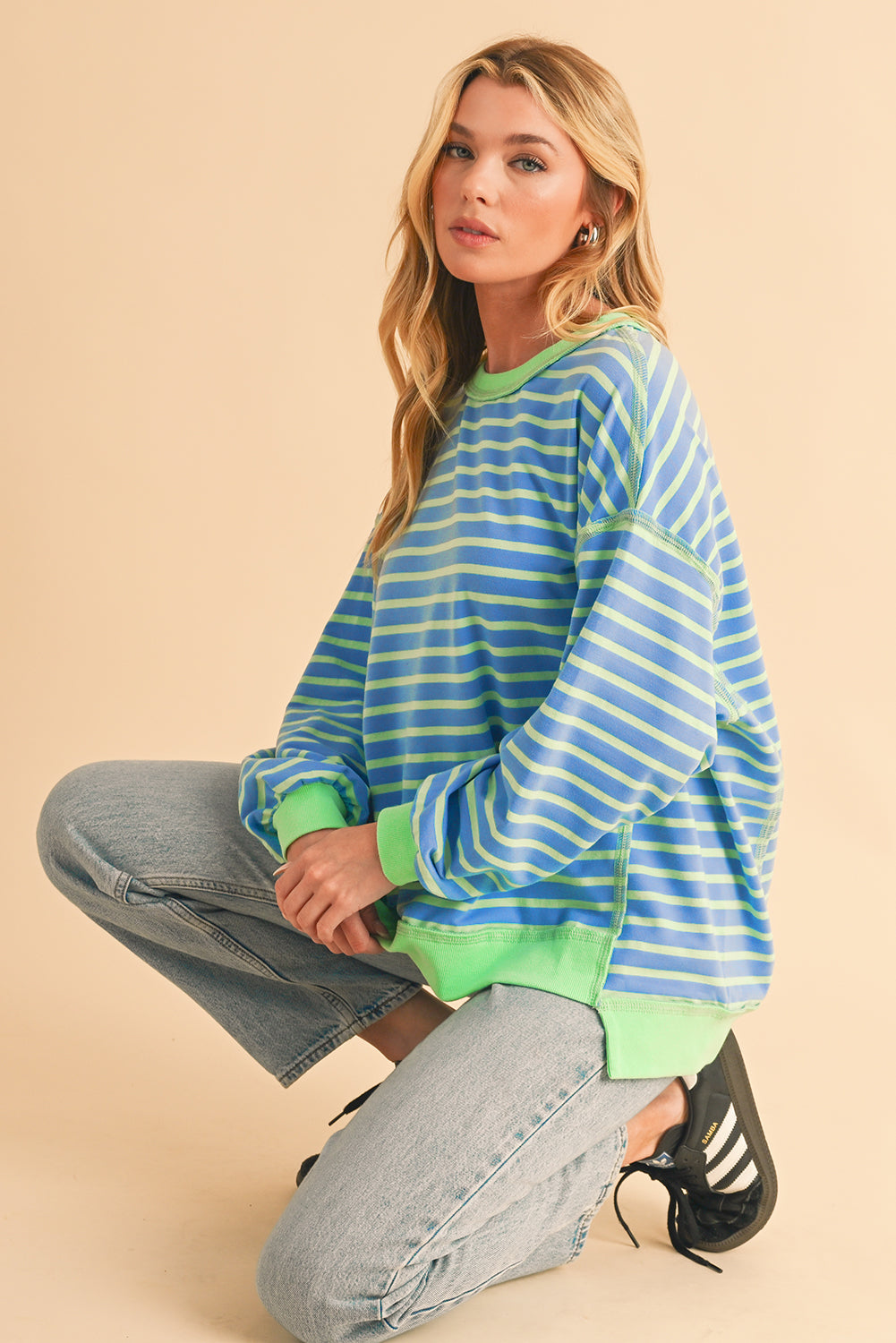 Sky Blue Striped Sweatshirt