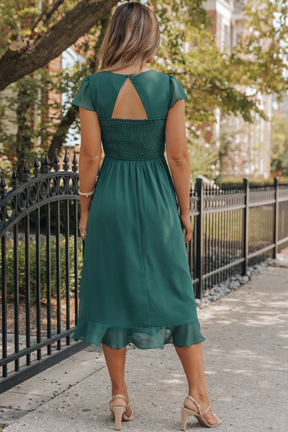 Sea Green Open Back Midi Dress