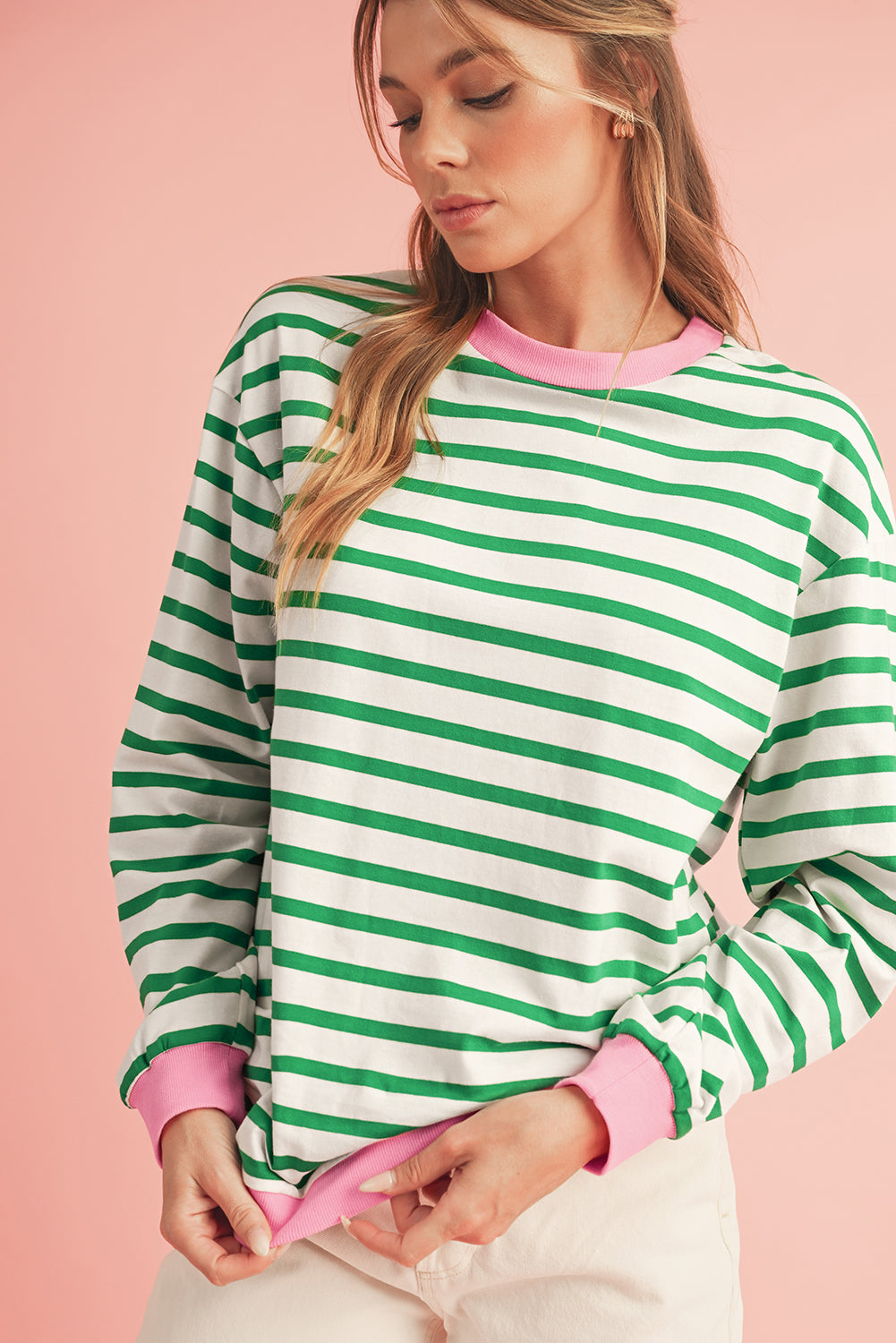 Bright Green Striped Top