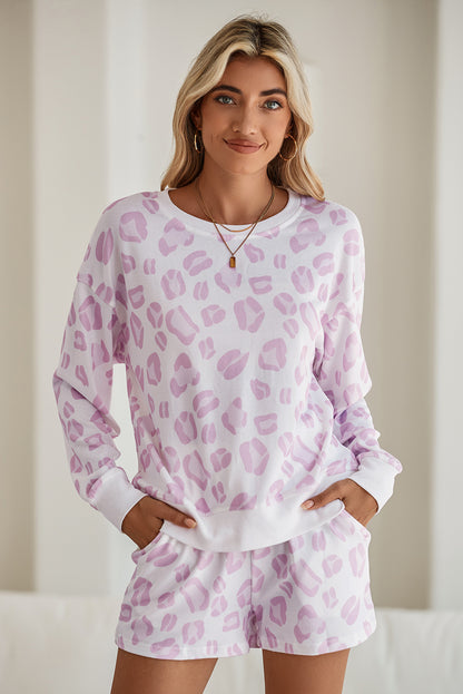 Pink Leopard Print Pajama Set