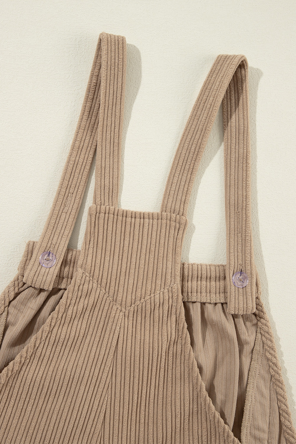 Beige Loose Fit Corduroy Overalls