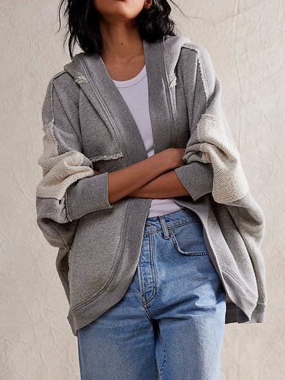 Exposed Seam Hooded Cardigan