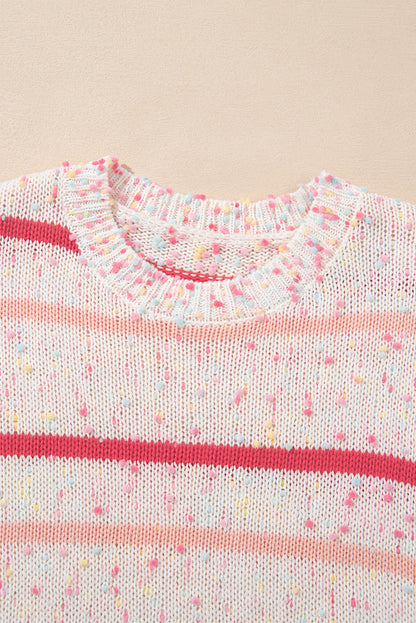 Pink Striped Knit Sweater