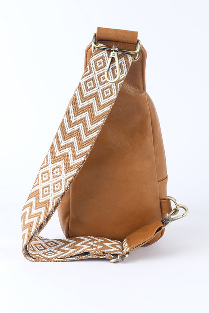 Brown Faux Leather Sling Bag