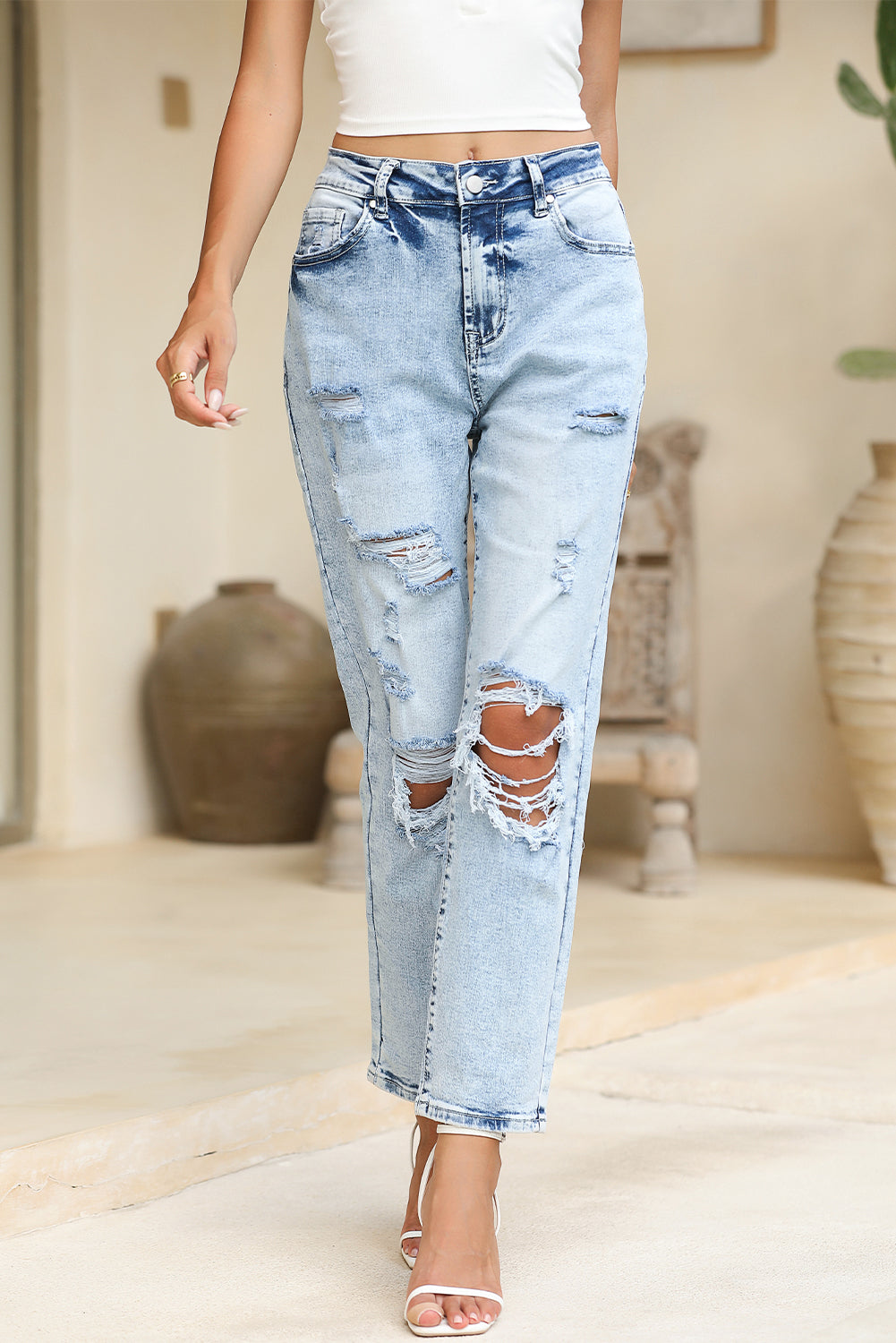 Sky Blue High Waist Jeans