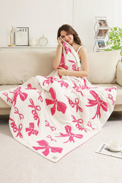 Rose Bow Printed Cozy Throw Blanket