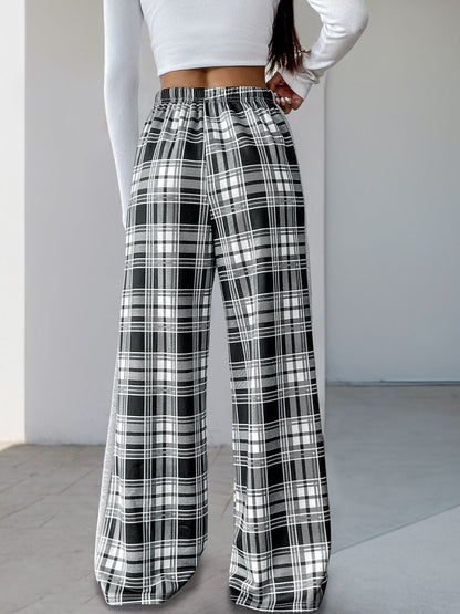 Perfee Plaid Wide Leg Pants