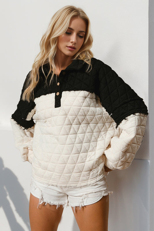 Long Sleeve Quilted Sweatshirt