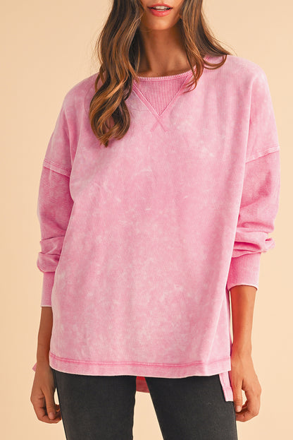 Strawberry Pink Mineral Wash Oversized Sweatshirt