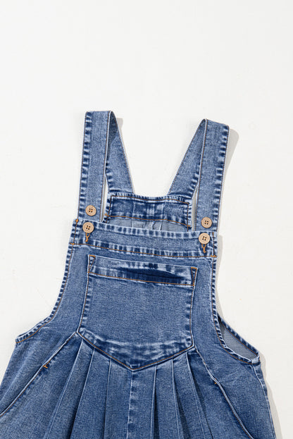 Blue Mineral Washed Denim Overalls