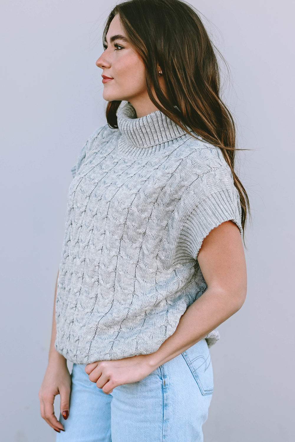 Grey Short Sleeve Sweater