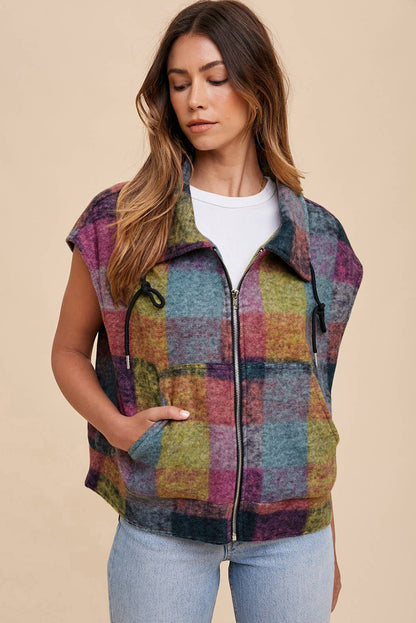 Plaid Print Jacket Vest