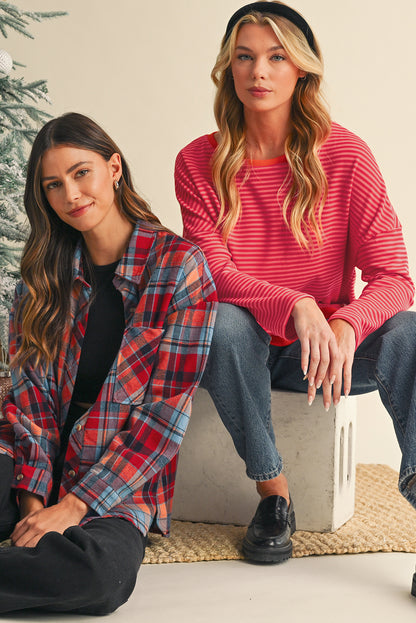 Tomato Red Striped Top