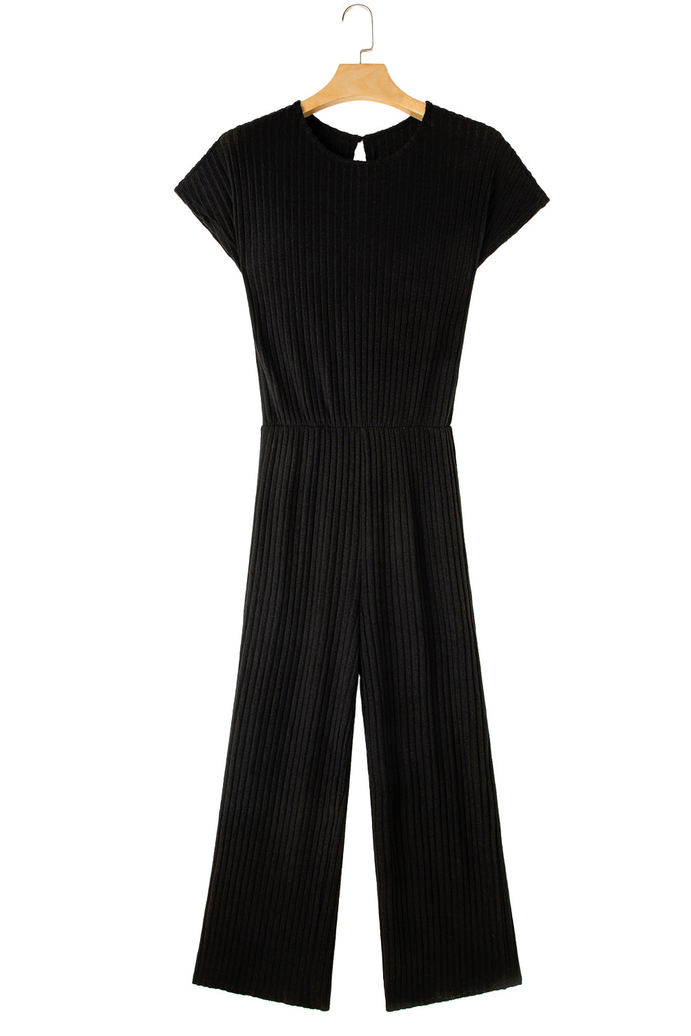 Ribbed Short Sleeve Wide Leg Jumpsuit