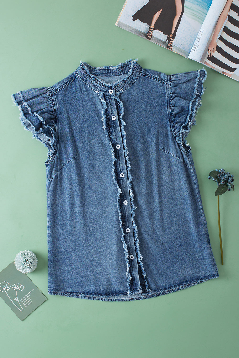 Ashleigh Blue Frayed Denim Top