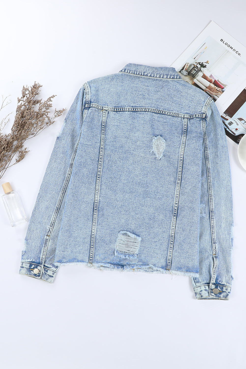 Light Blue Distressed Denim Jacket