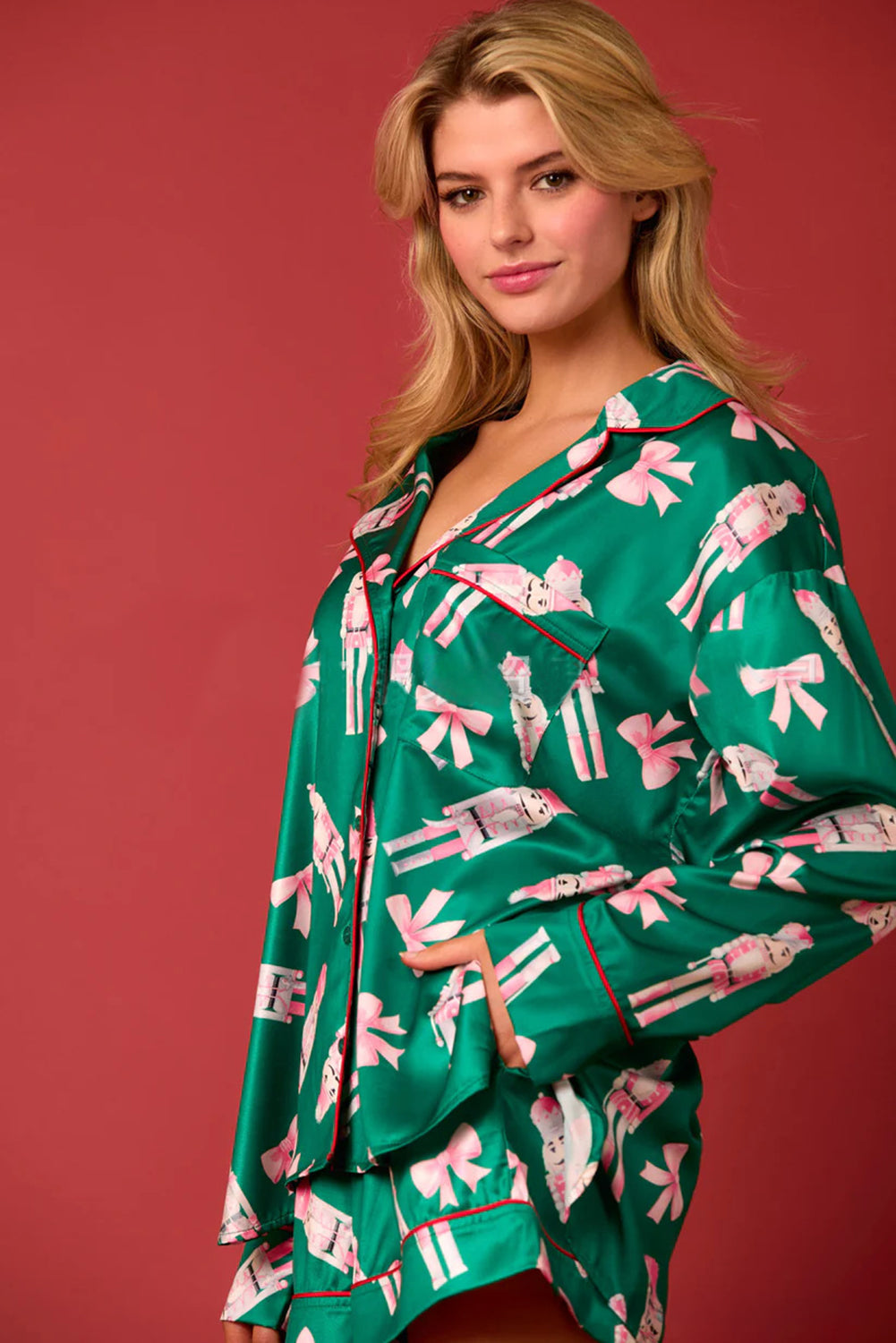 Green Nutcracker Print Pajama Set