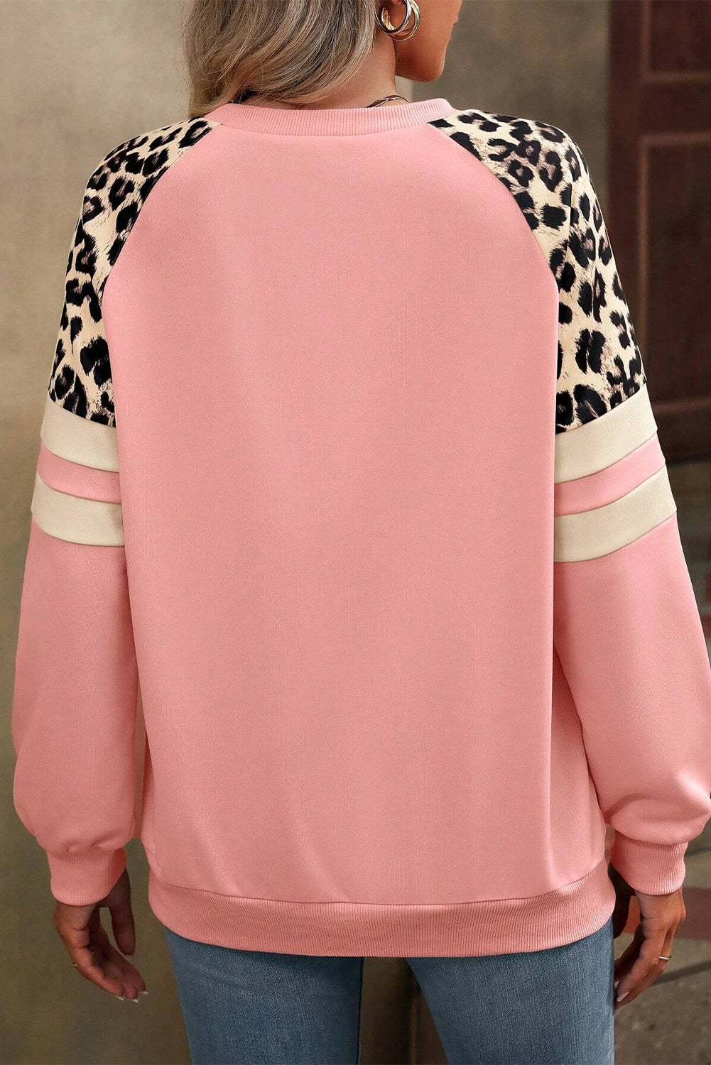 Peach Blossom Leopard Print Sweatshirt