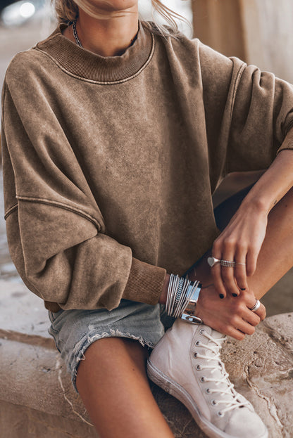 Plain Drop Shoulder Crew Neck Pullover Sweatshirt