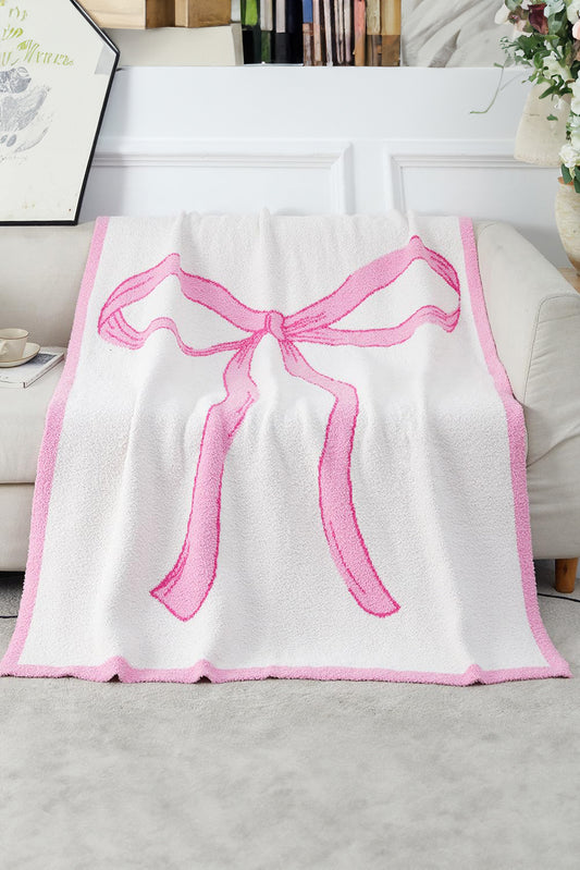 White Bow Printed Cozy Throw Blanket