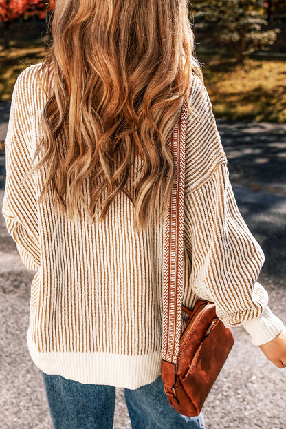 Chestnut Striped Loose Sweater