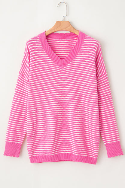 Pink Striped Knitted Sweater