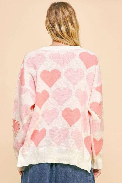 Davi & Dani Heart Pearl Sweater