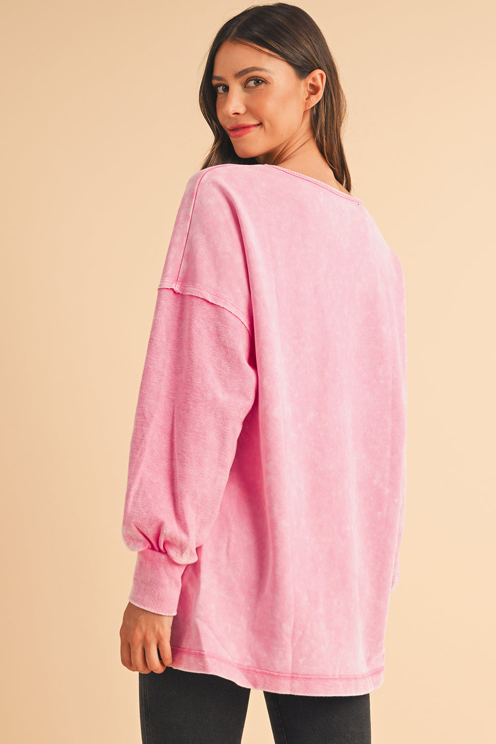 Strawberry Pink Mineral Wash Oversized Sweatshirt