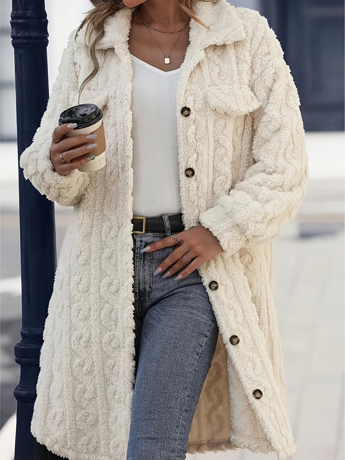 Fuzzy Longline Coat