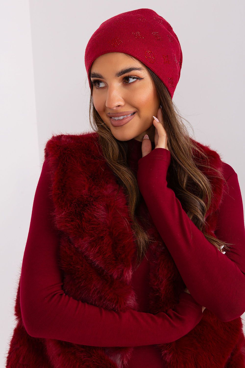 Cashmere Beanie with Rhinestone Detail