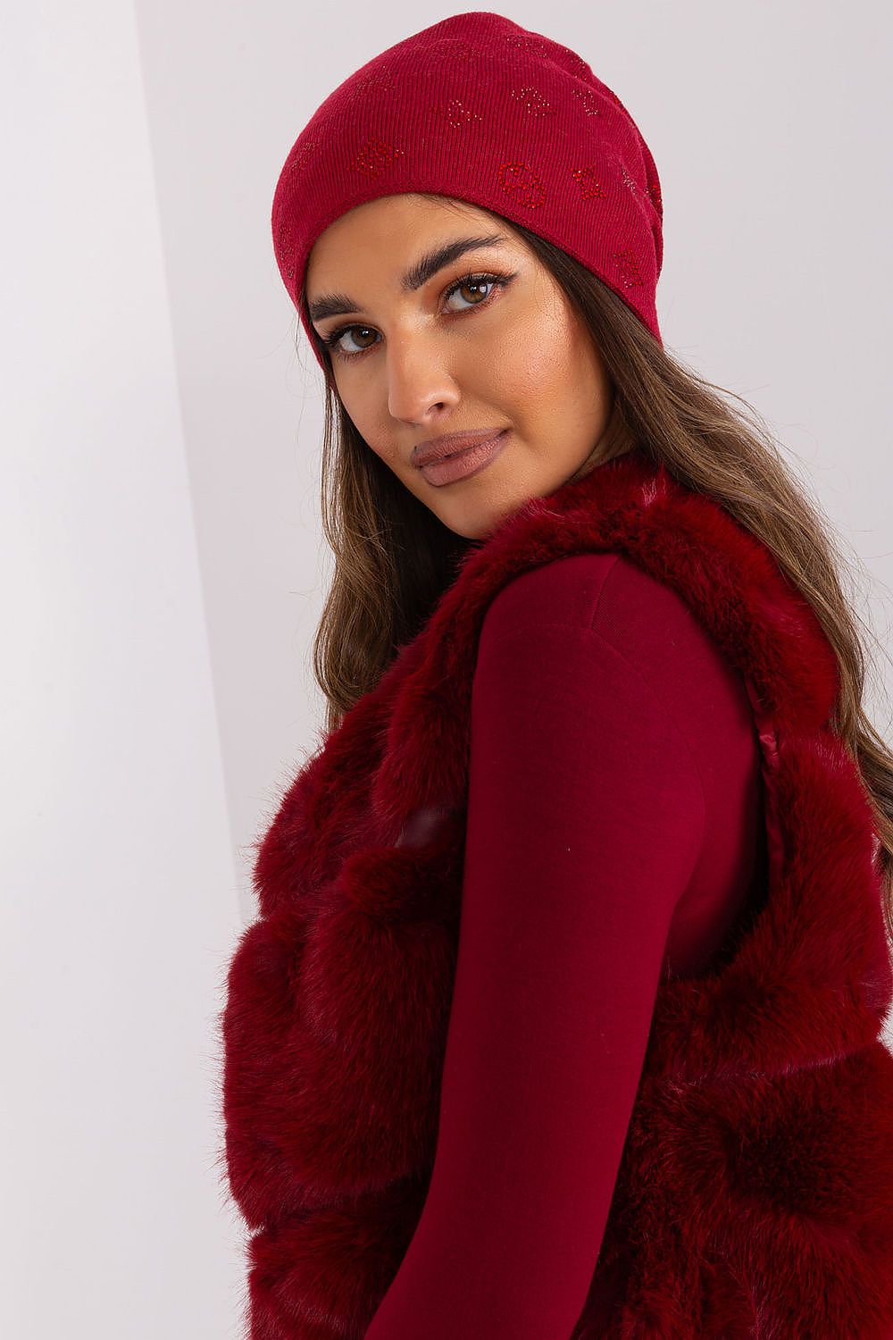 Cashmere Beanie with Rhinestone Detail