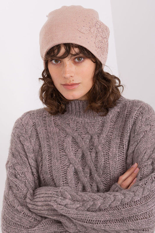 Cashmere Beanie with Rhinestone Detail