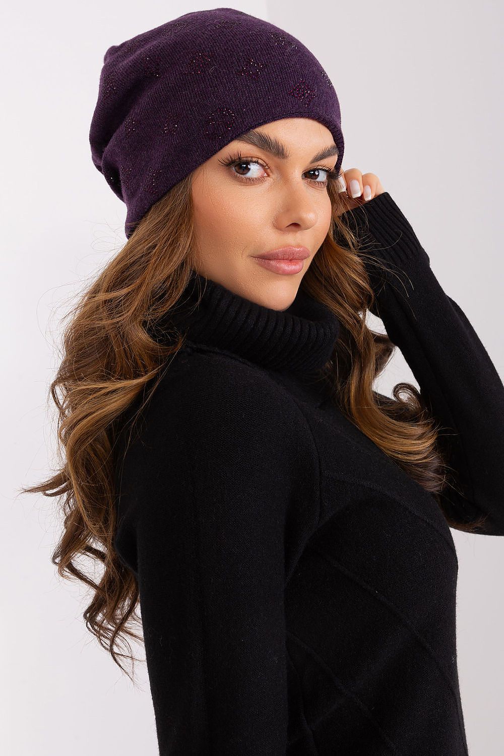 Cashmere Beanie with Rhinestone Detail