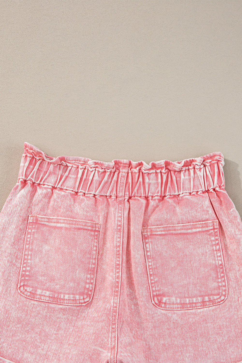 Vintage Washed Frilled High Waist Denim Shorts