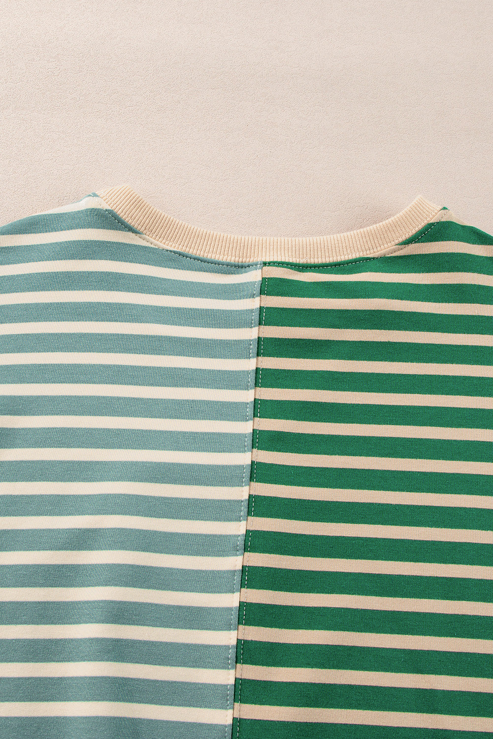 Green Striped Oversized Sweatshirt