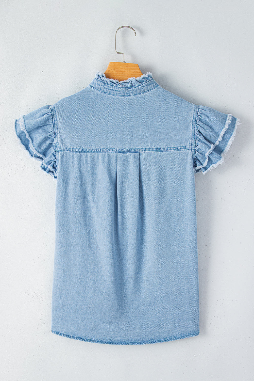 Beau Blue Frayed Denim Top